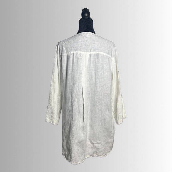 Company, Ellen Tracey Linen Roll Up Sleeve, Chalk Color, Size Medium - Picture 5 of 9